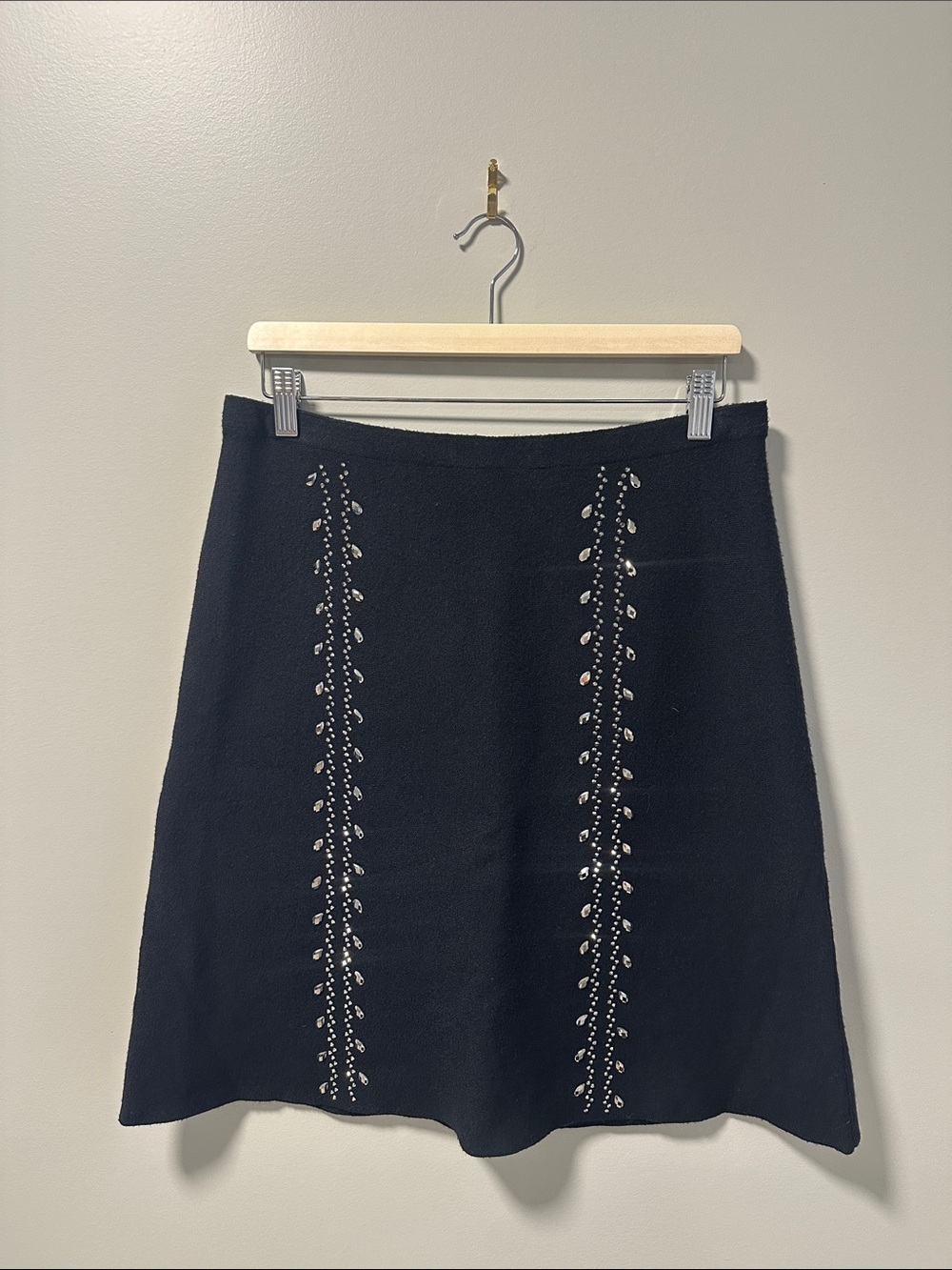 NWT Milano Black Knit Skirt with Vertical Silver Beading